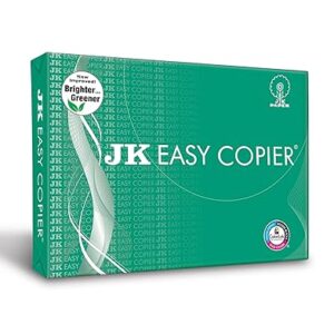 JK Easy Copier Paper | A4 Size | 70 GSM | 500 Sheets | White Paper, 1 Ream | For Laserjet & Inkjet Printer | Fast Drying | Both Side Print | Eco Friendly | ColorLok (Pack of 1) | One Ream